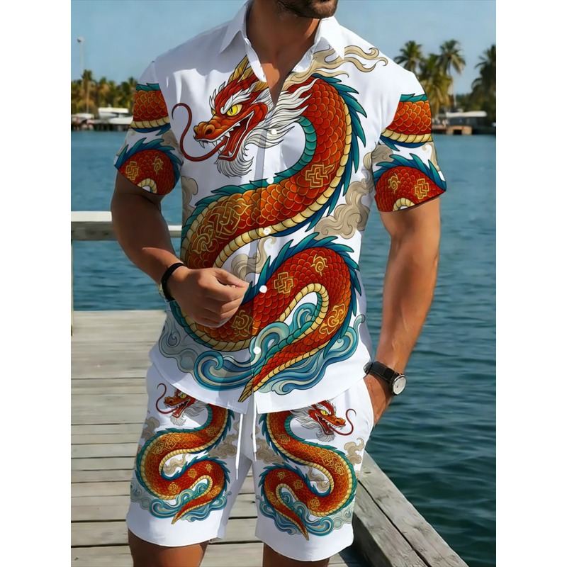 Outdoor Sportswear - Summer Men's 2 Piece Dragon Pattern