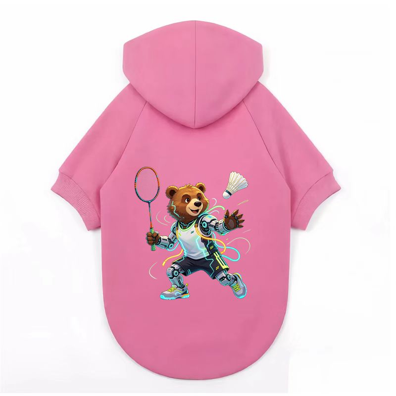 Outdoor Sport Hoodie - Cute Bear Badminton Hoodie, Pet Outdoor